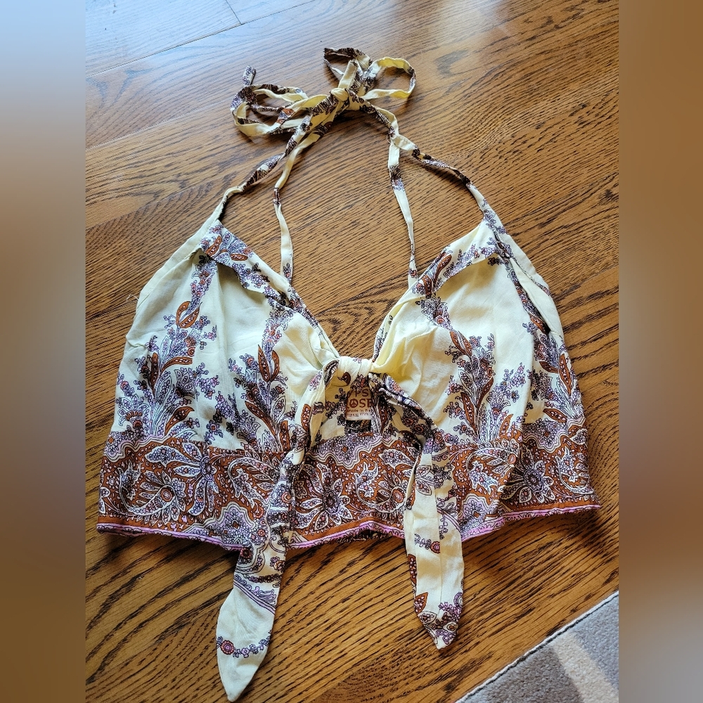 Crop Tank Top with Adjustable, Convertible Straps, and Front Bow Tie